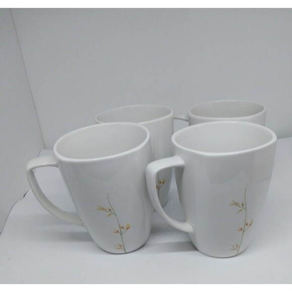 4 Corelle Kobe Coordinates Dishes Squared Big Porcelain Cups Mugs - Picture 6 of 10